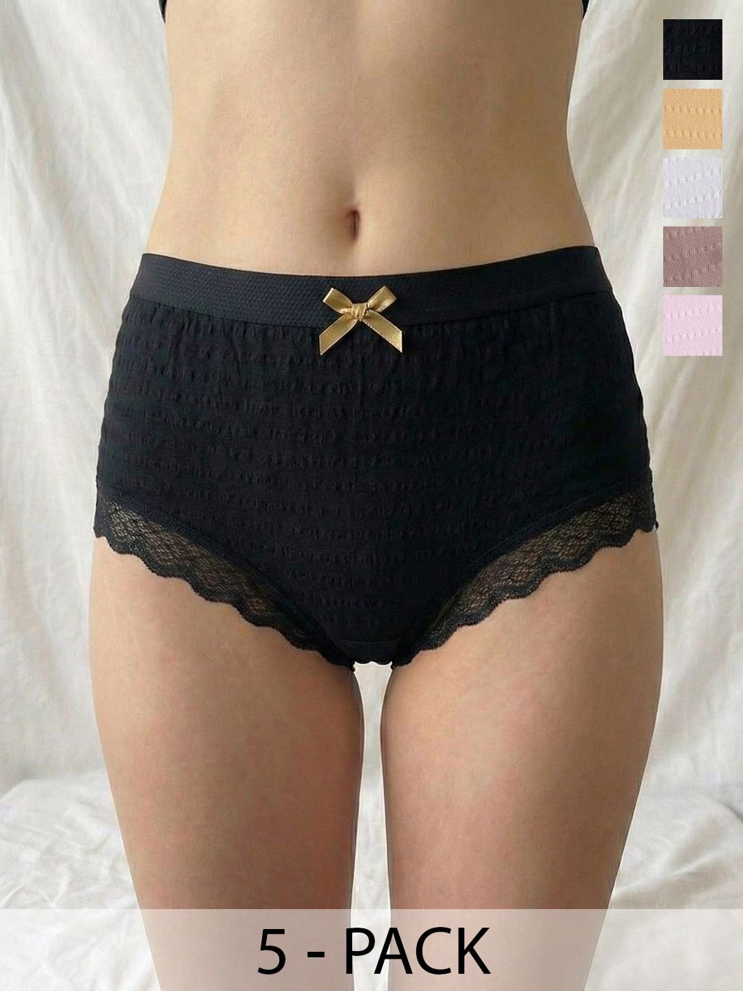 Moda Rapido Pack Of 5 Cotton Seamless Mid-Rise Basic Briefs-image-40