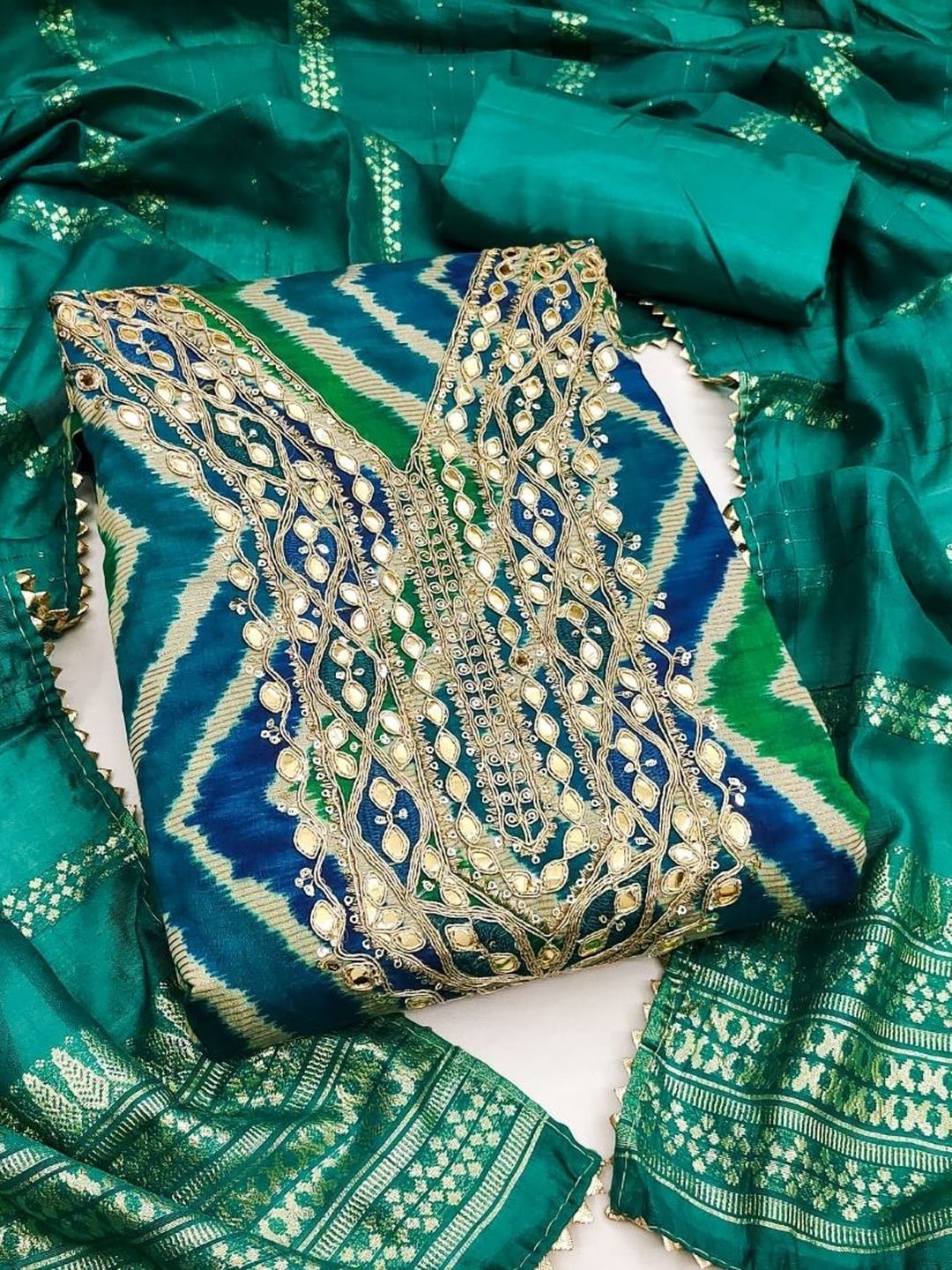 KALINI Embroidered Pure Cotton Unstitched Dress Material