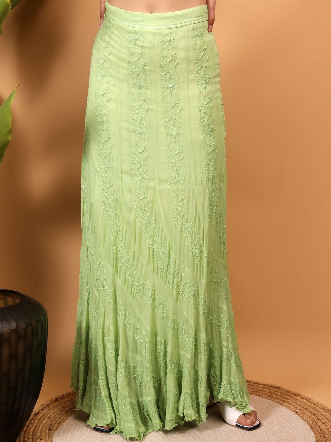 SHWET Embroidered Flared Maxi Skirts-picture-15