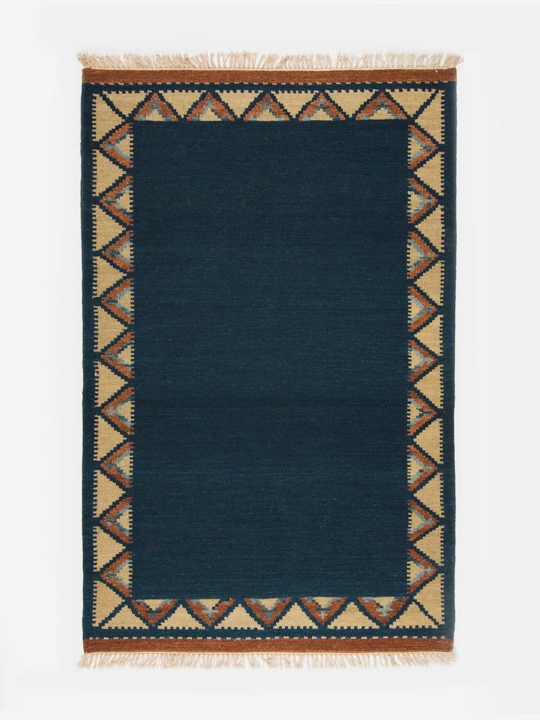 Fabindia Blue & Brown Printed Geometric Dhurrie-picture-37