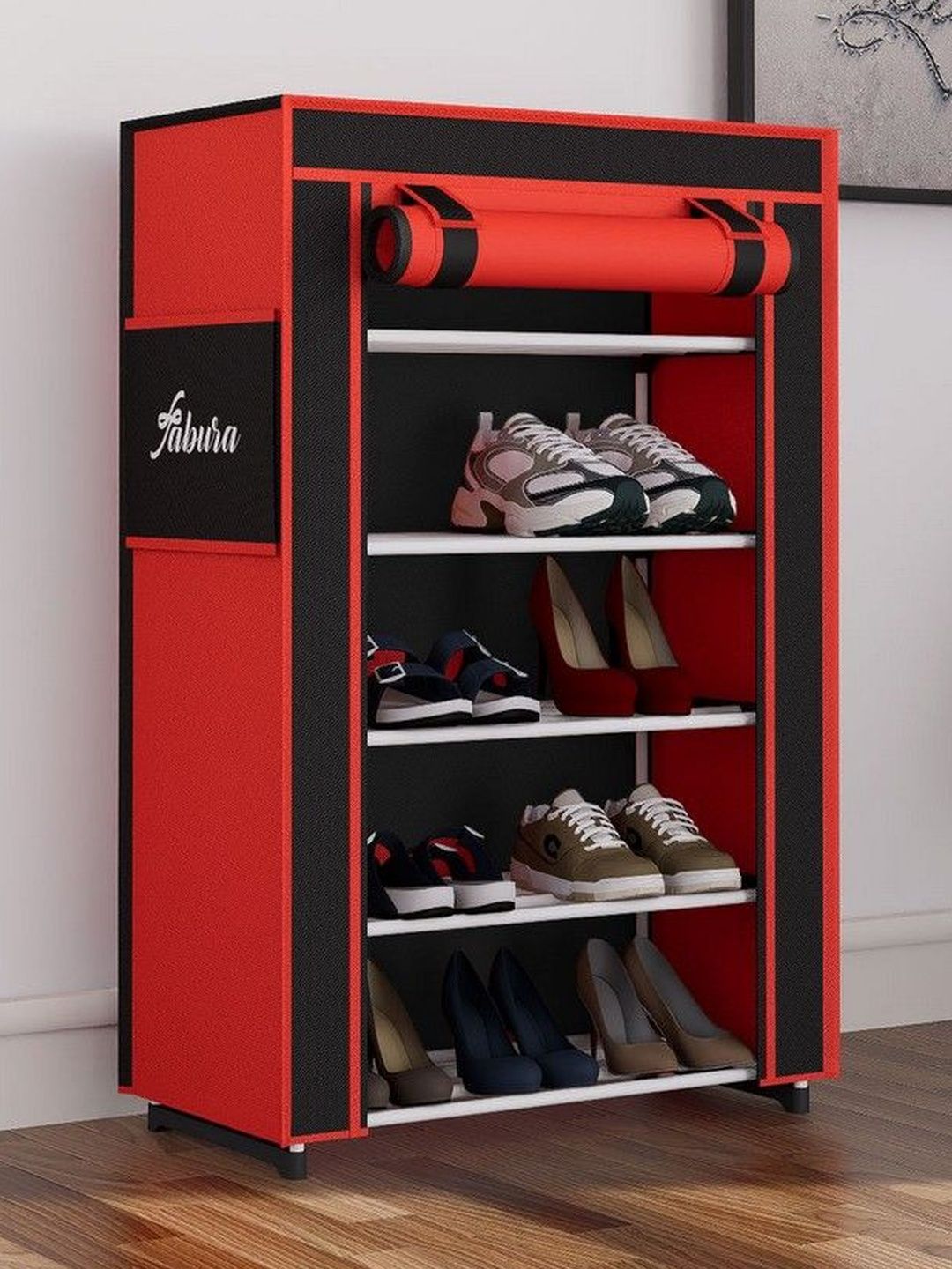 Fabura Red & White 5-Layers Water Resistance Shoe Rack-image-24