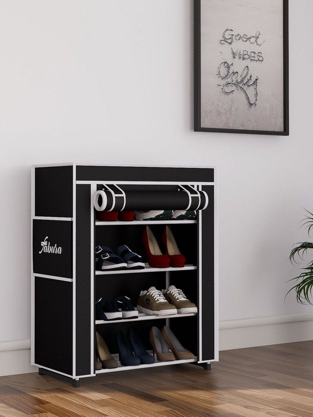 Fabura Black & White 4-Layers Water Resistance Shoe Rack-image-8