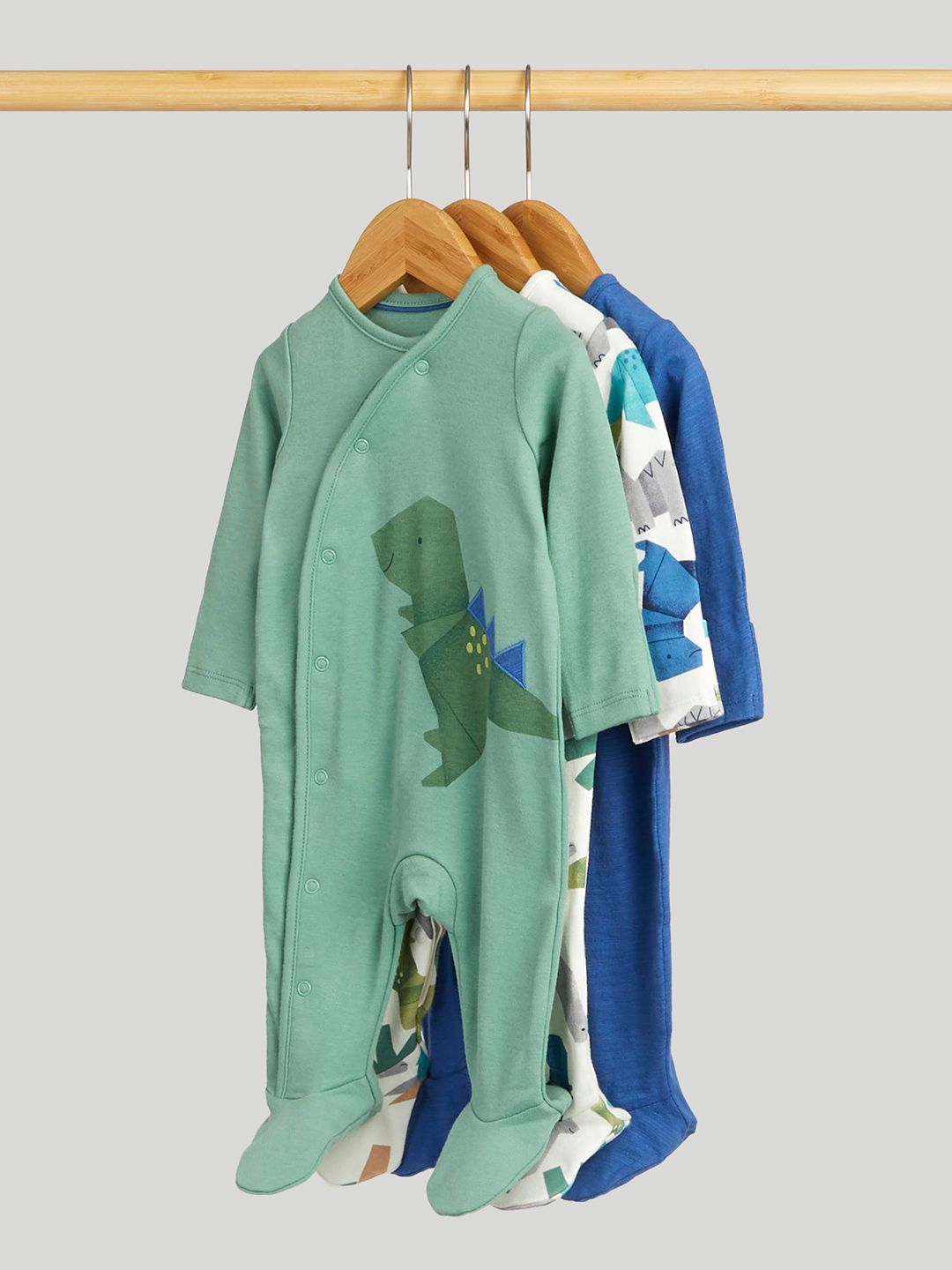 mothercare Boys Pack of 3 Printed Sleepsuit-picture-30