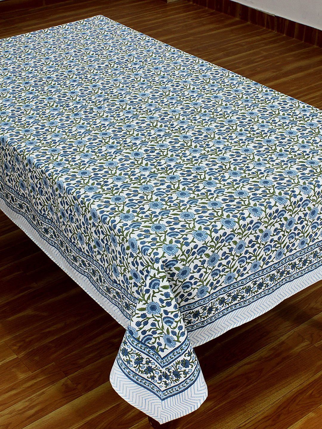Cotton Chese Blue Ethnic Motifs Cotton 2-Seater Table Cover-picture-24