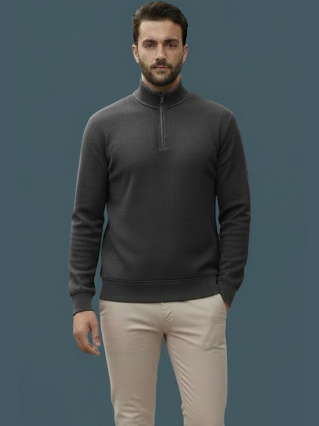 Parona Men High Neck Sweatshirts-image-1