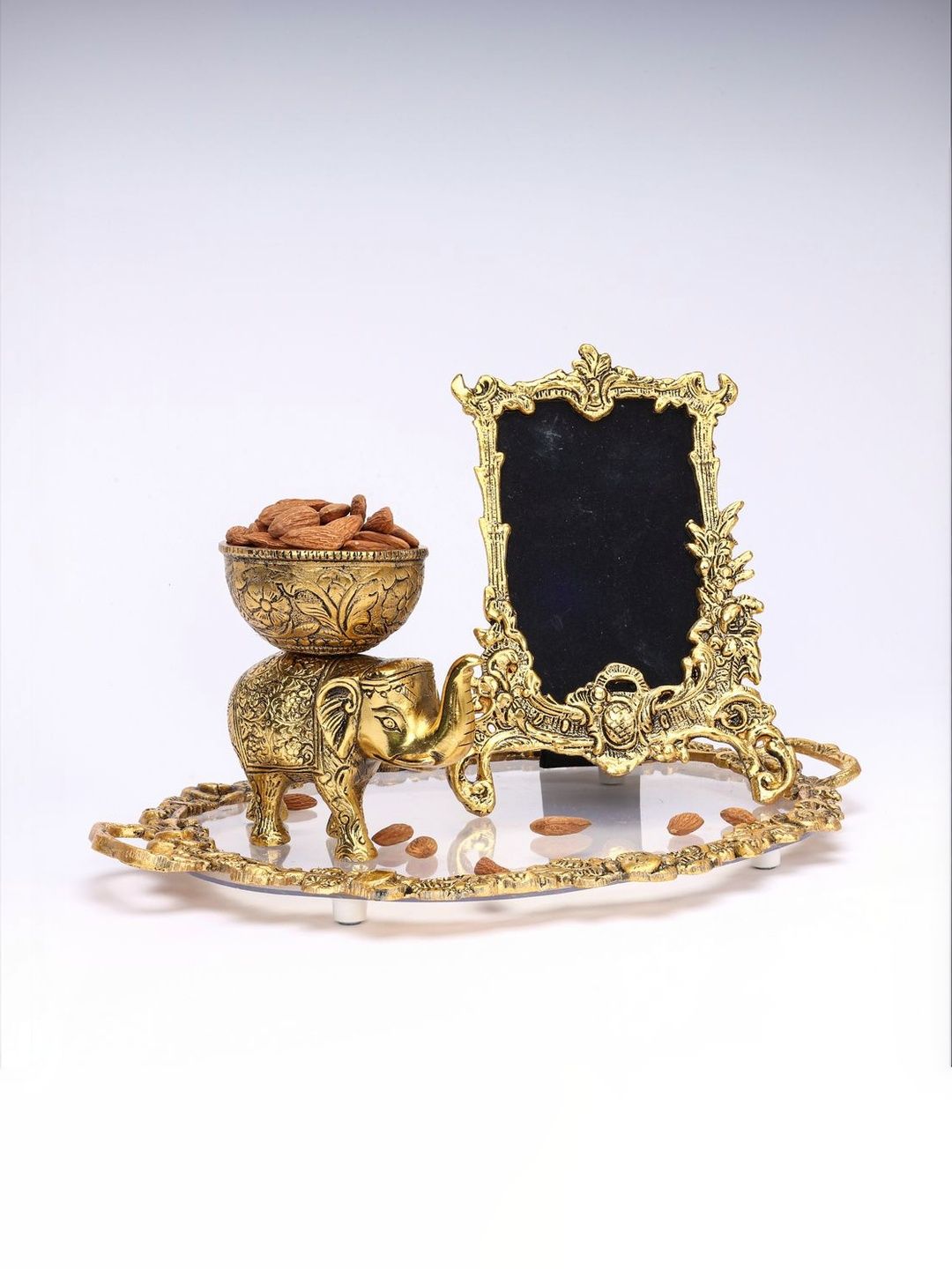 Natriel 3Pcs Yellow Textured Photo Frame Tray & Bowl Decor Sets For Family-picture-33