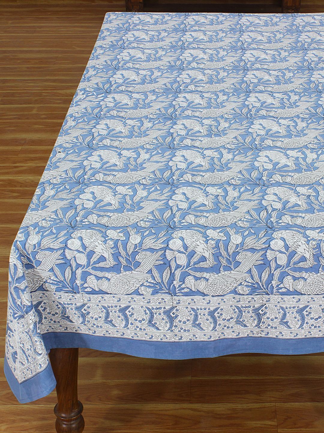 Cotton Chese Blue Geometric Printed Cotton 2-Seater Table Cover-picture-53