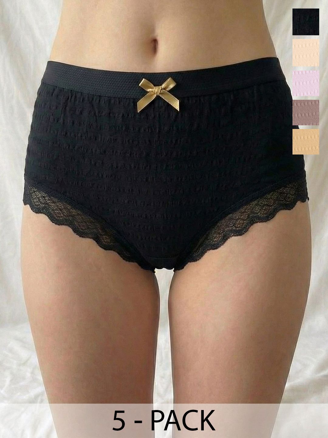 Moda Rapido Pack Of 5 Cotton Seamless Mid-Rise Basic Briefs-picture-26