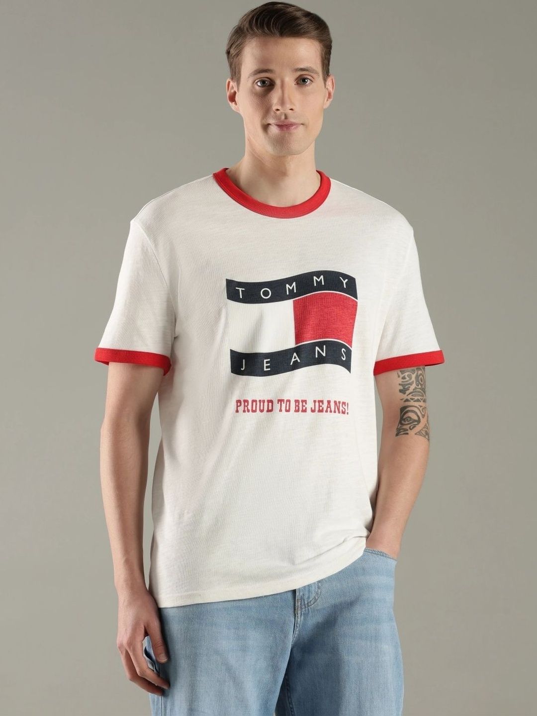 Tommy Hilfiger Men Brand Logo Printed T-shirt-image-34
