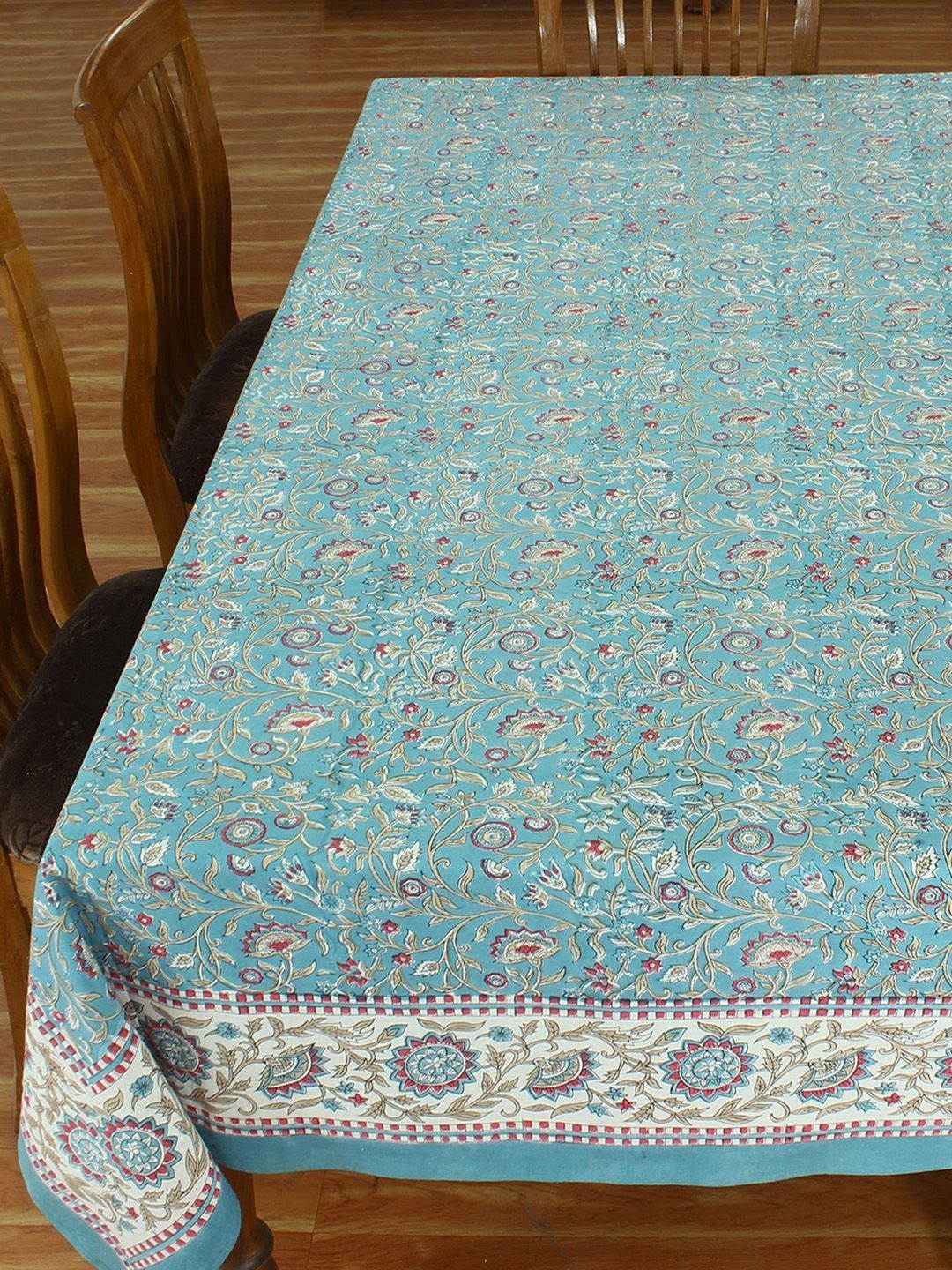 Cotton Chese Green Ethnic Motifs Cotton Round 2-Seater Table Cover-image-35