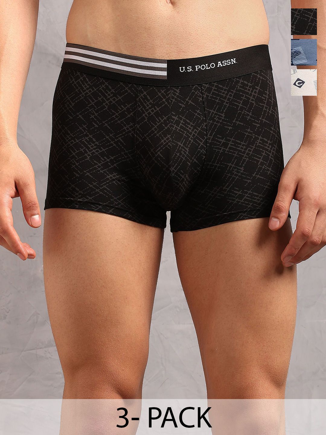 U.S. Polo Assn. Men's OET20 Printed Low Rise Underwear Trunks - Pack Of 3-picture-32