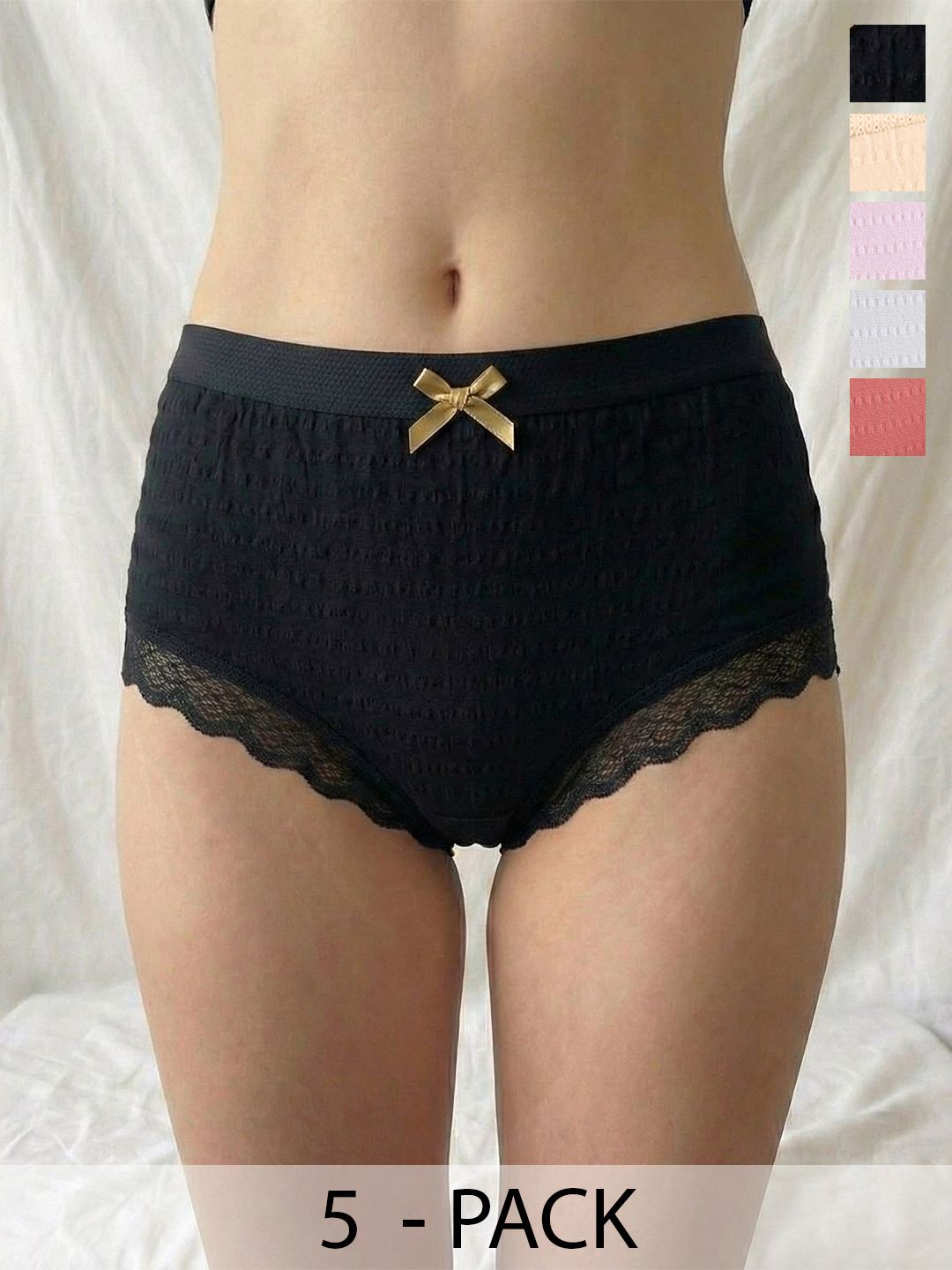 Moda Rapido Pack Of 5 Cotton Seamless Mid-Rise Basic Briefs-picture-28