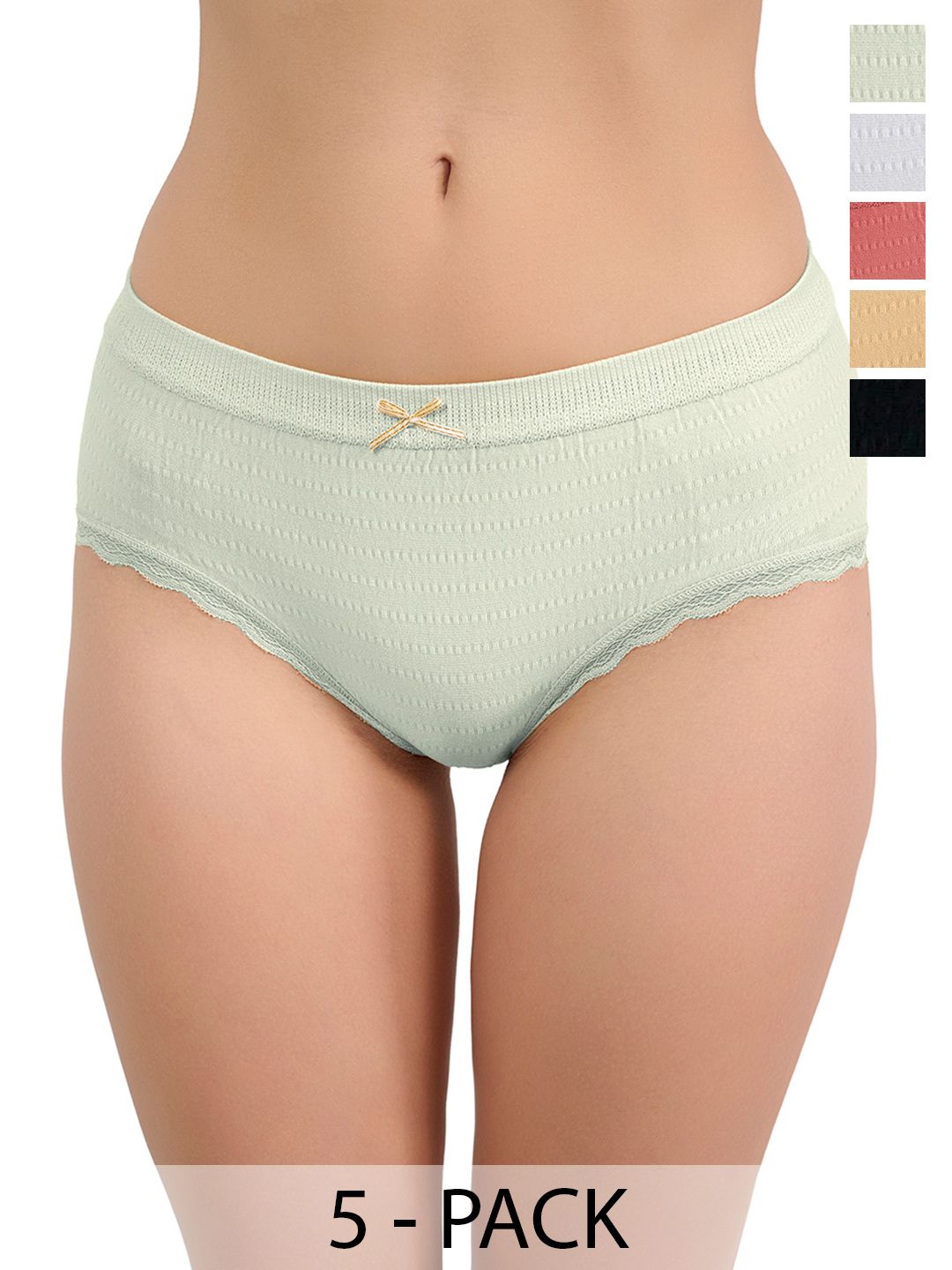 Moda Rapido Pack Of 5 Cotton Seamless Mid-Rise Basic Briefs-image-34