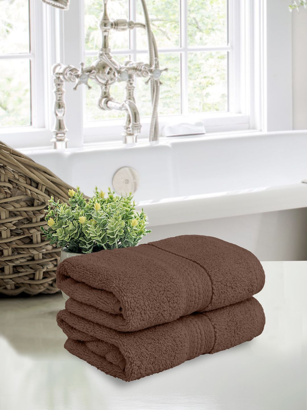 BOMBAY DYEING Pack Of 2 Brown Cotton Hand Towels-image-27