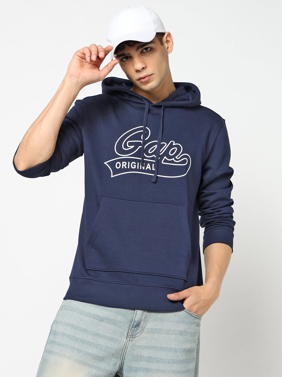 GAP Brand Logo Print Cotton Hooded Pullover-picture-27