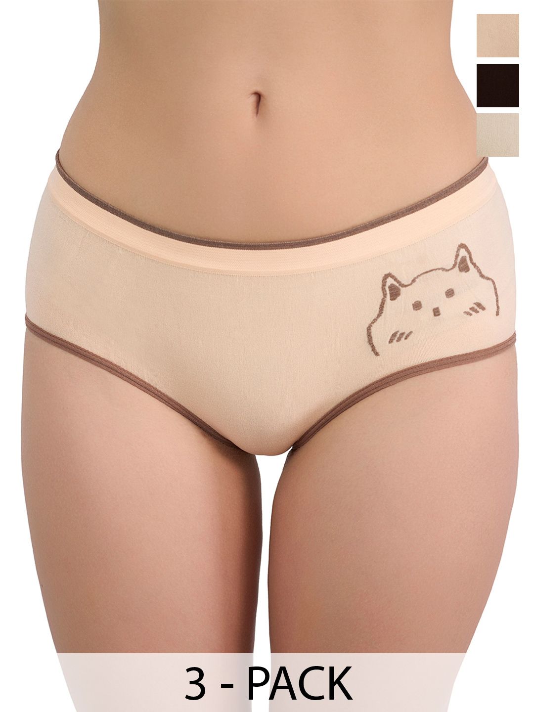 Moda Rapido Pack of 3 Ribbed Mid-Rise Hipster Briefs-image-5