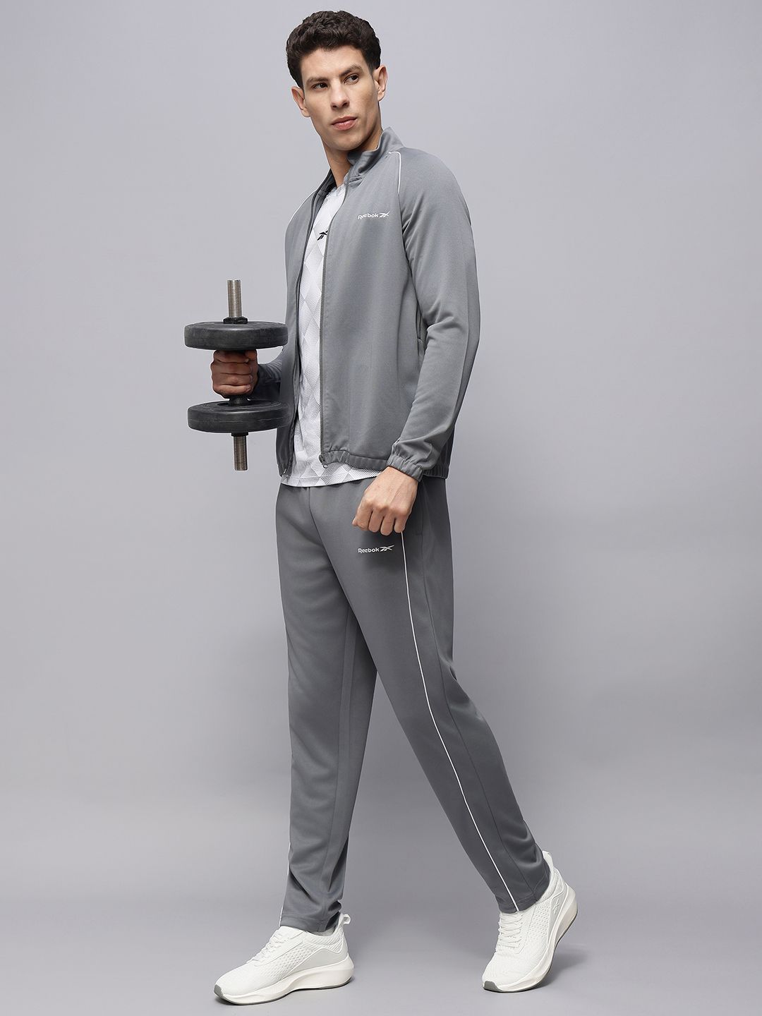 Reebok Brand Logo Detail Contrast Piping Mock Collar Jacket with Track Pants-image-26