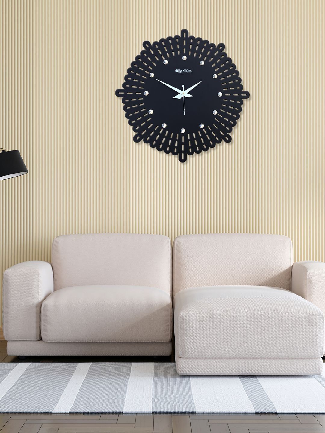 OLIVE TREE Black & Black Embellished Quirky Contemporary Wall Clock-image-34