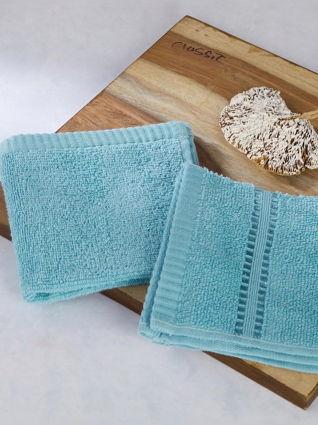 Fabindia 2-Pcs Blue Cotton Face Towels-image-7
