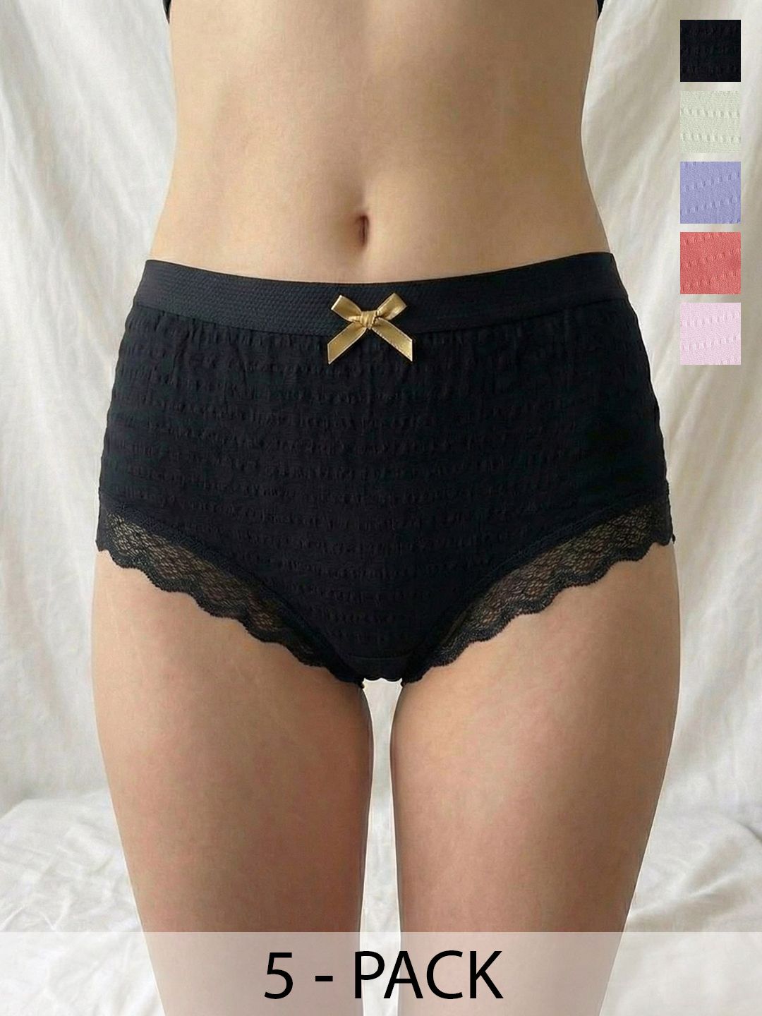 Moda Rapido Pack Of 5 Cotton Seamless Mid-Rise Basic Briefs-image-37