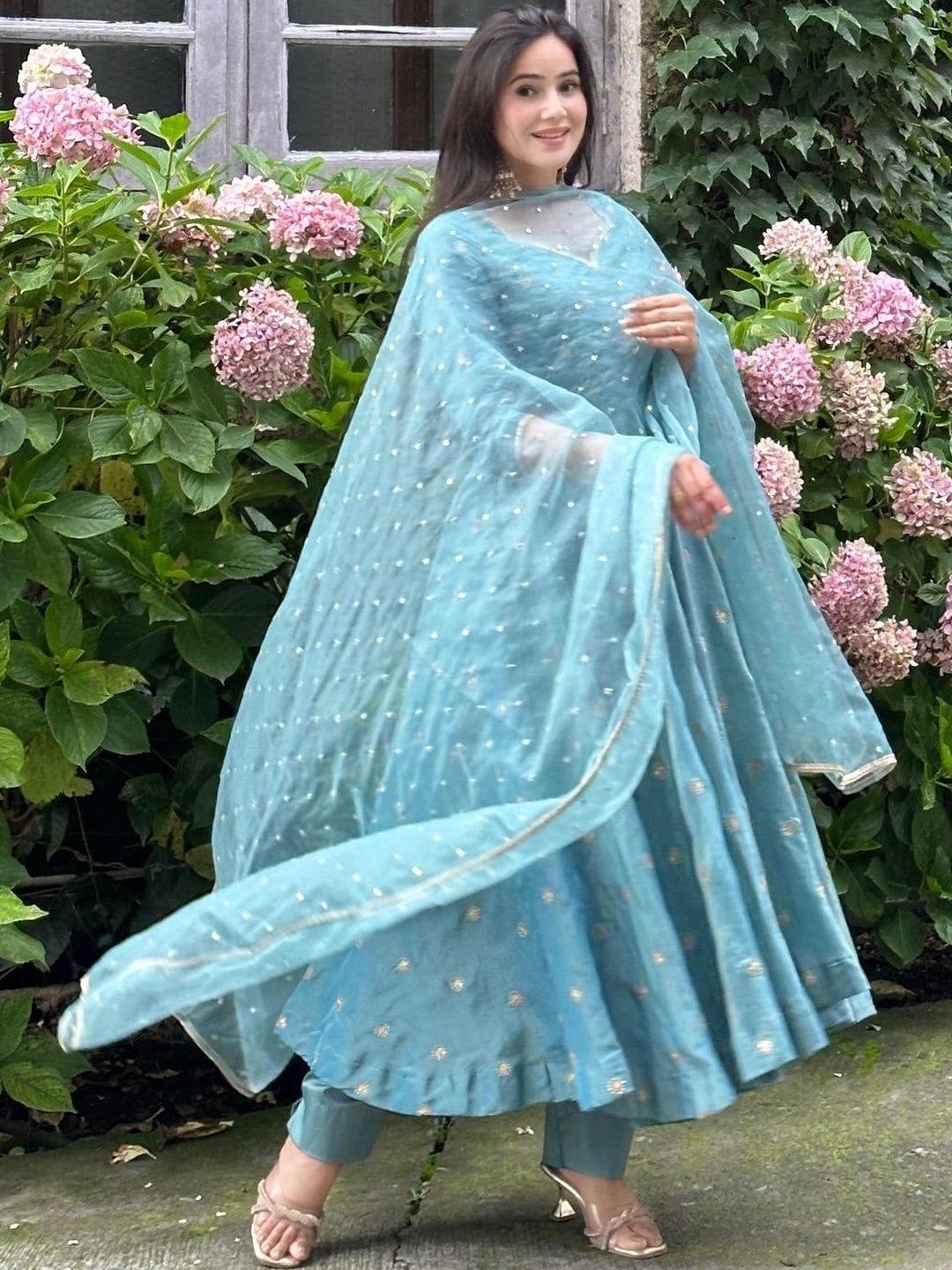 KALINI Women Ethnic Motifs Embroidered Regular Sequinned Pure Silk Kurta with Trousers & With Dupatta-picture-51