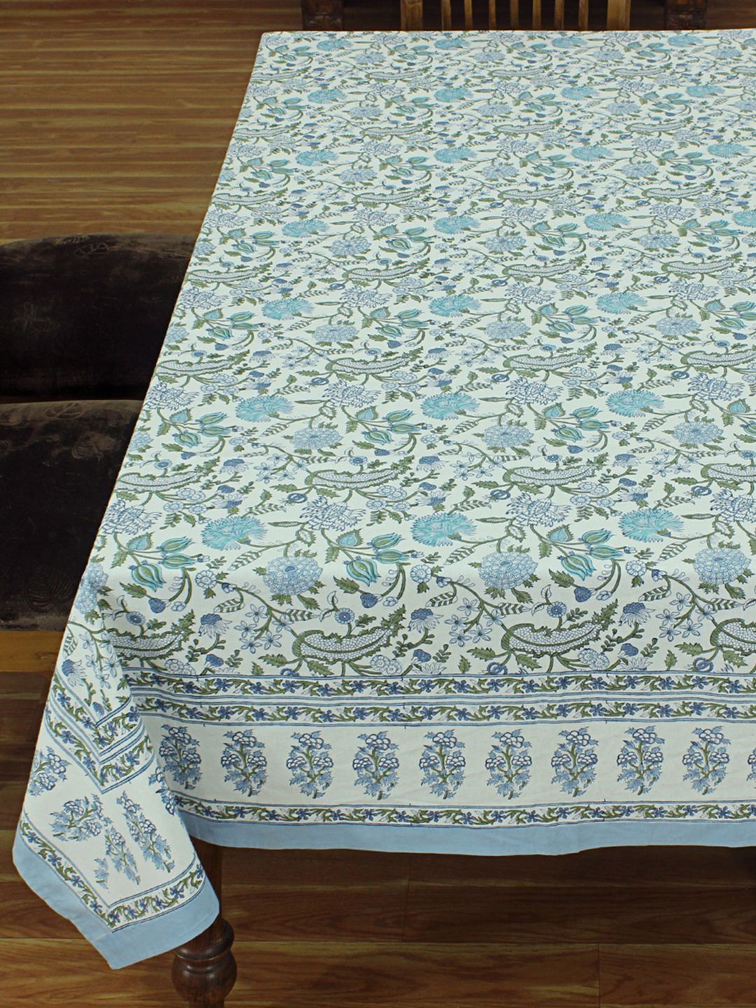 Cotton Chese Blue Ethnic Motifs Cotton 2-Seater Table Cover-picture-51