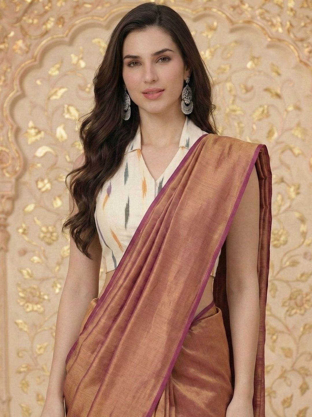 Aanyor Printed Cotton Saree Blouse-image-2