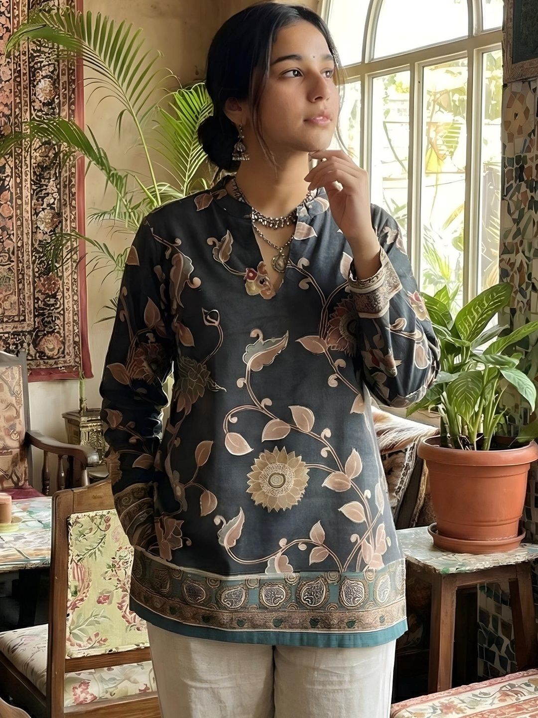 Anouk Mirage Floral Printed V-Neck Pure Cotton Kurti-picture-18