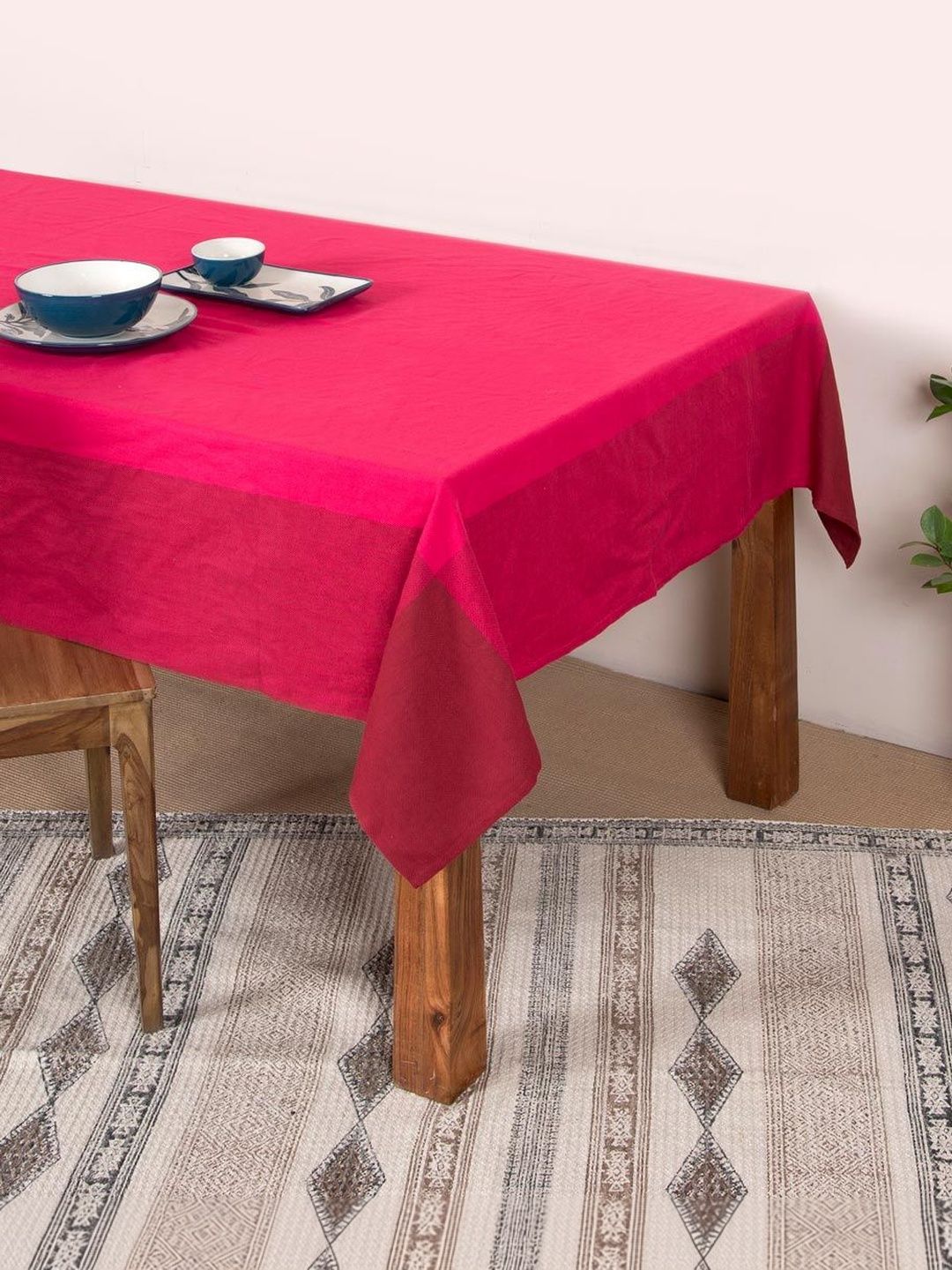 Fabindia Pink Cotton 6-Seater Table Cover-image-48