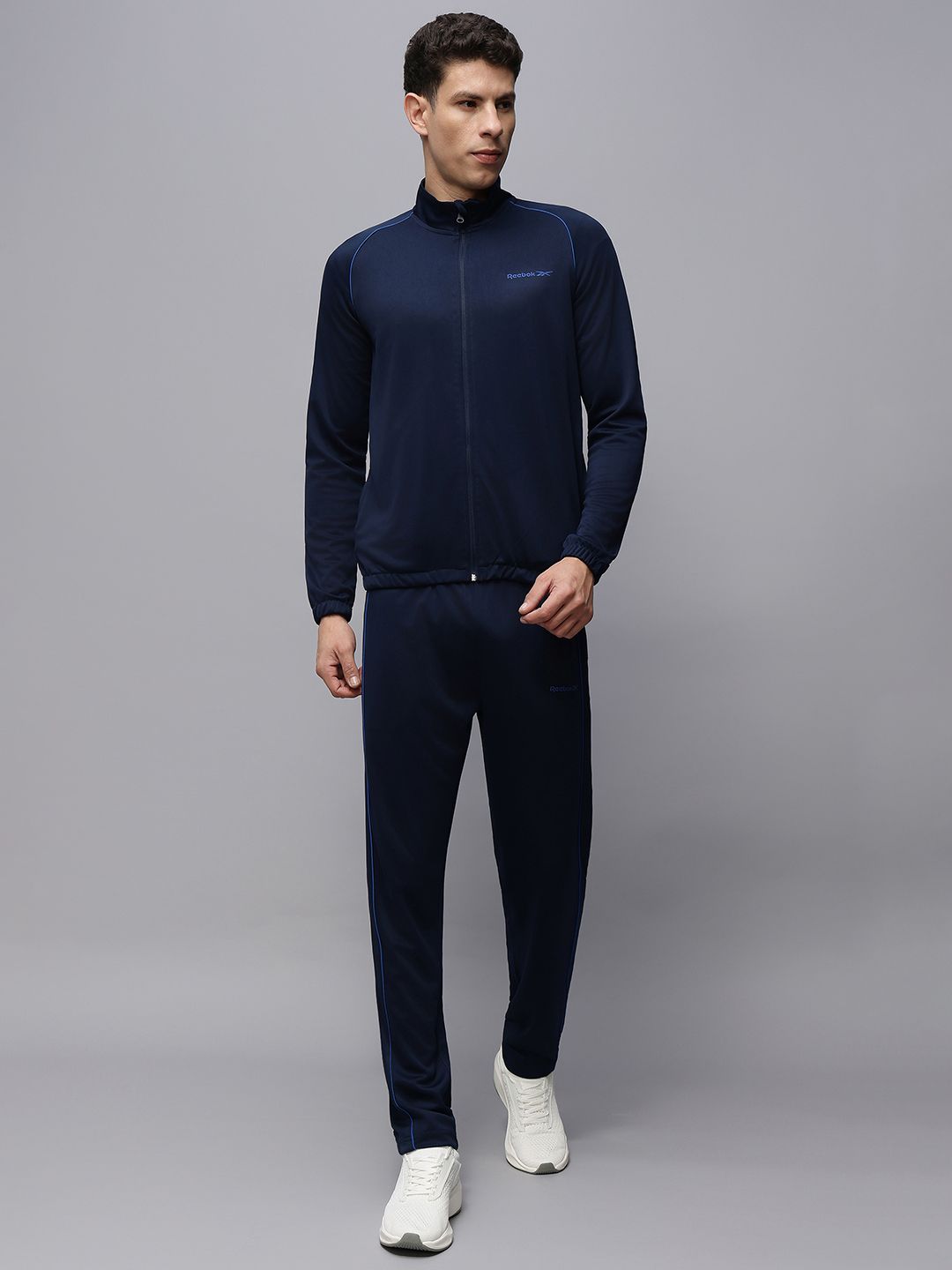 Reebok Brand Logo Detail Contrast Piping Mock Collar Jacket with Track Pants-image-8