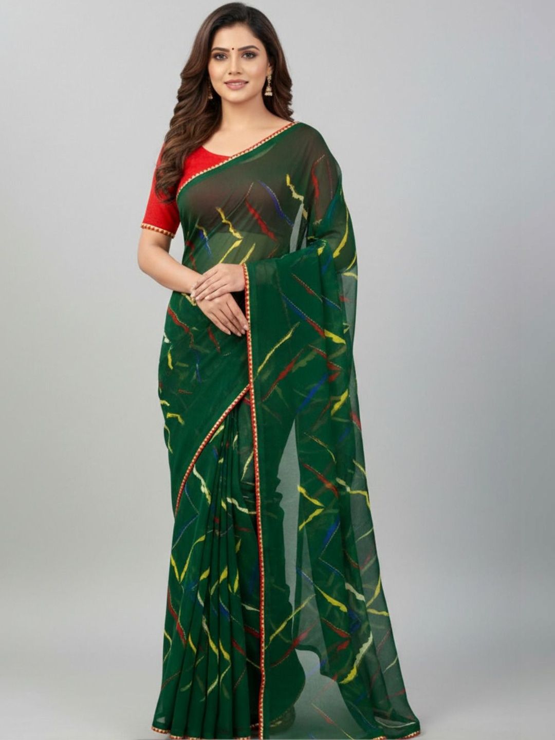 Rujave Pure Georgette Designer Leheriya Saree-picture-53