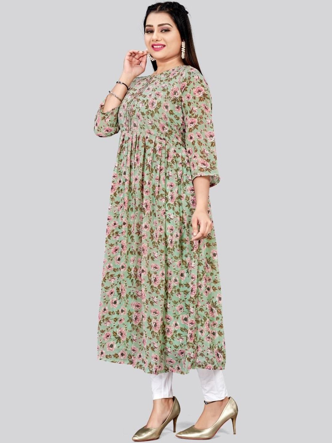 DIVASTRI Floral Printed Pure Georgette Kurti-picture-39