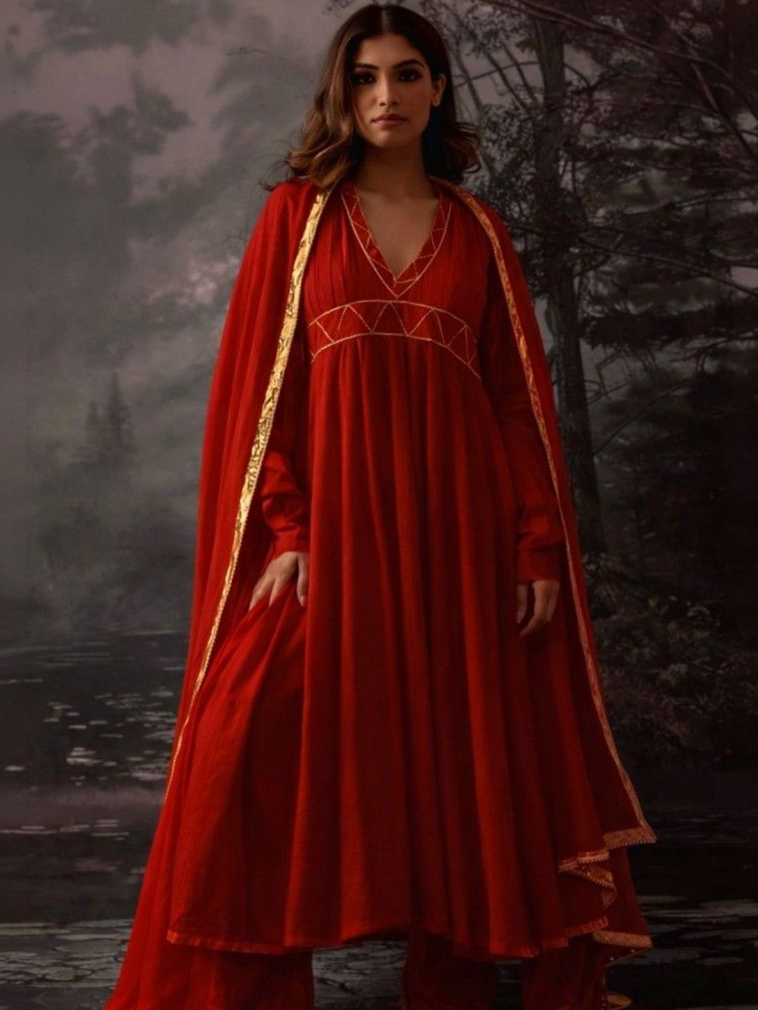 IMROZ HOUSE Women Empire Gotta Patti Kurta with Palazzos & With Dupatta-image-30