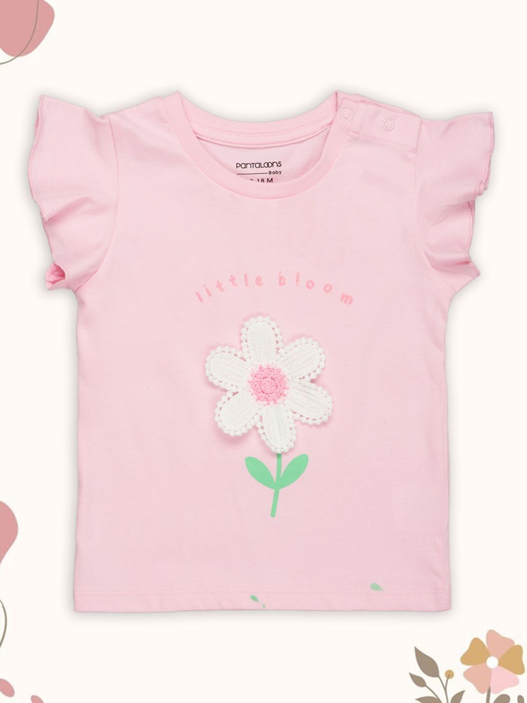 Pantaloons Baby Girls Typography Printed Applique T-shirt-image-26