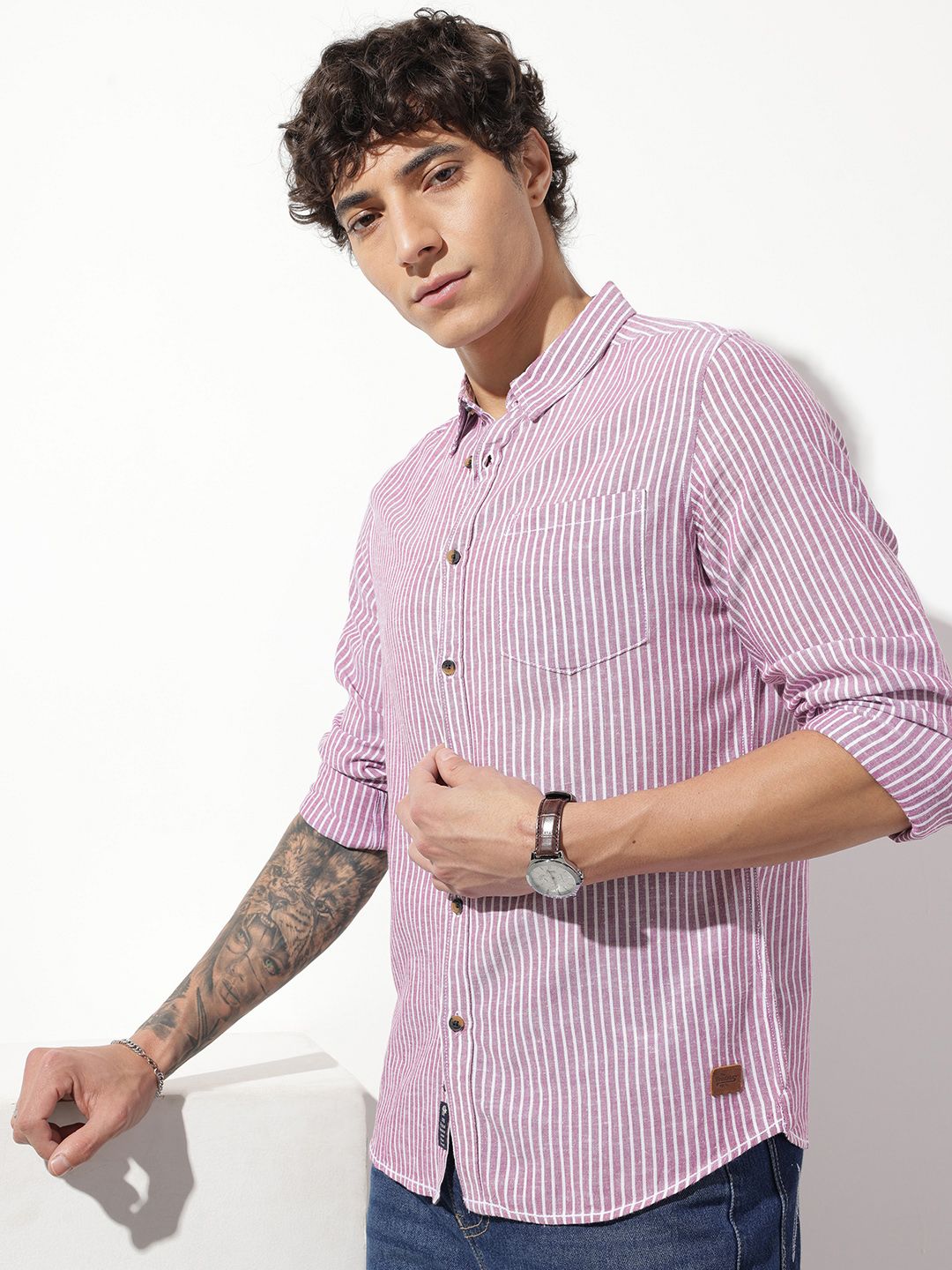 The Roadster Life Co. Vertical Striped Casual Shirt-image-37