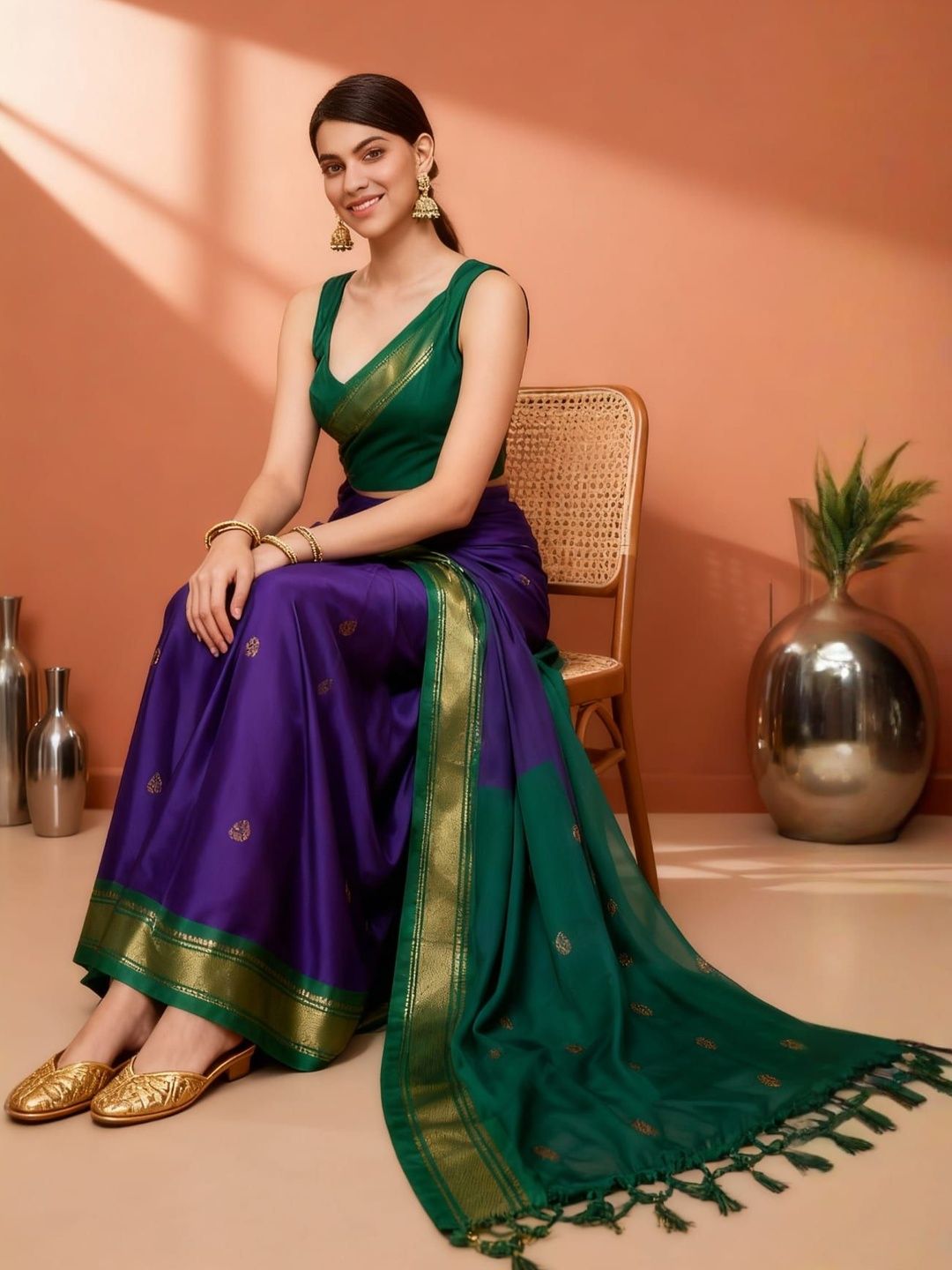 KALINI Ethnic Motifs Zari Art Silk Kanjeevaram Saree