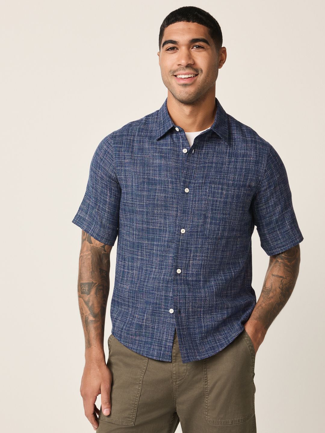 NEXT Men Textured Pure Cotton Crosshatch Shirt-picture-42