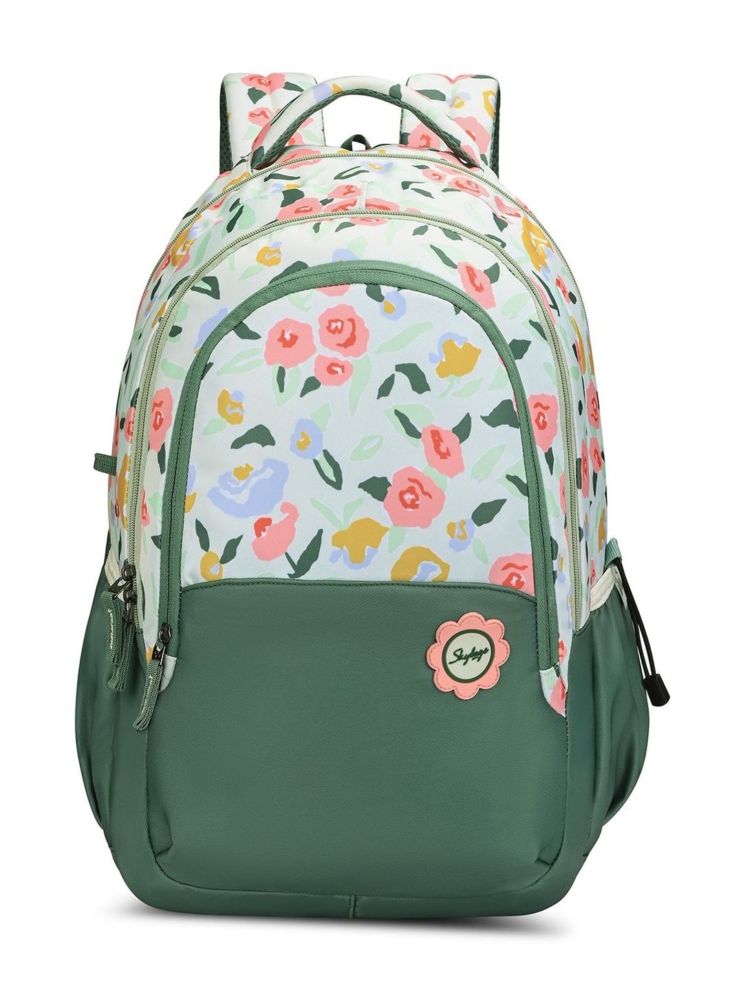 Skybags Girls Stella Green School Backpack with 16 In Laptop Sleeve & Pouch - 37L-image-37