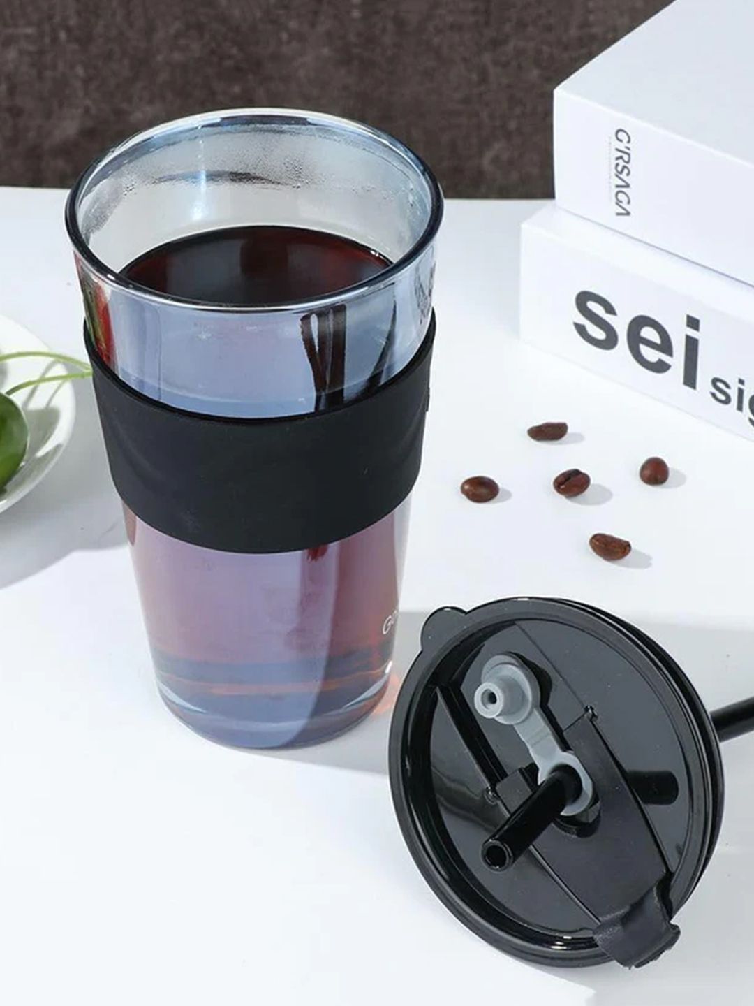 Giftii Black Solid Glass Transparent Core Set of Cups and Mugs-image-30