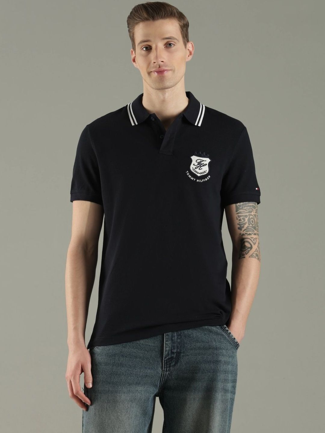 Tommy Hilfiger Men Brand Logo Printed Polo Collar T-shirt-picture-27
