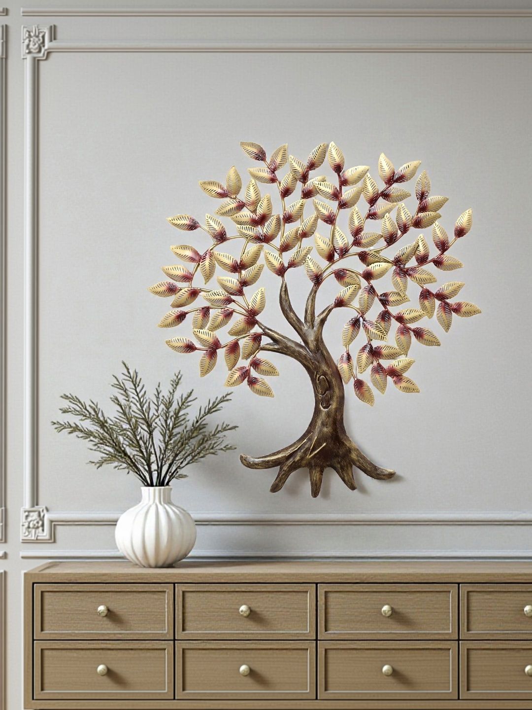 vedas Gold-Toned Single Piece Metal Floral Wall Decor-image-19