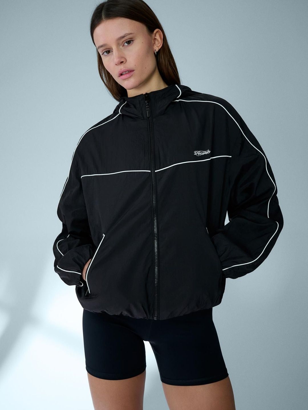 Bershka Women Colourblocked Lightweight Sporty Jacket