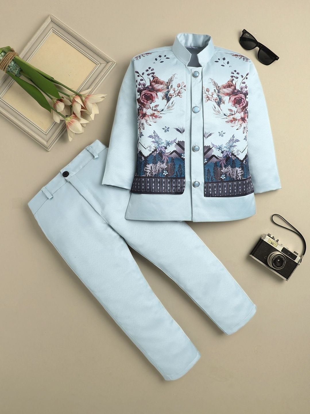 KALINI Boys Mandarin Collar Sherwani Set-picture-26