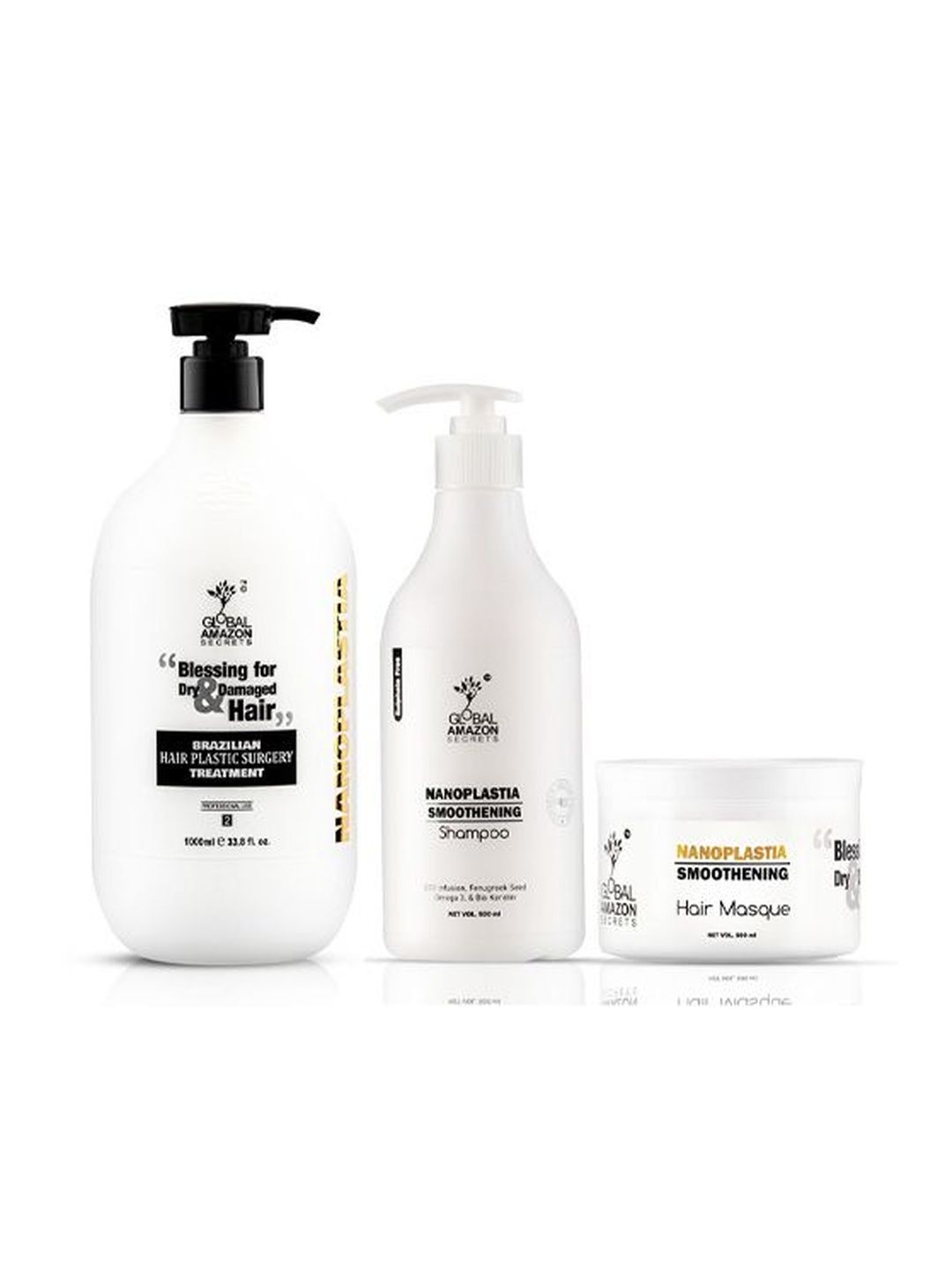 Global Amazon Secrets Set Of 3 Treatment- 1000 ml- Shampoo- 500 ml & Hair Mosque- 500 ml-image-4