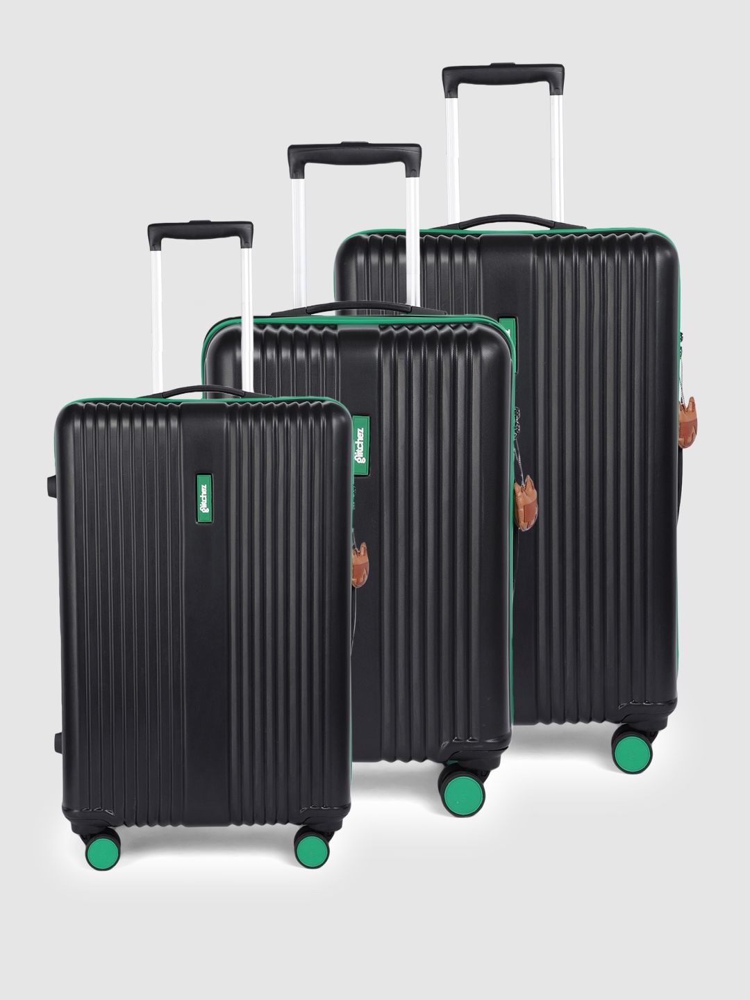 glitchez Set Of 3 Textured Hard Trolley Suitcase in Cabin, Medium & Large - 169L-image-8
