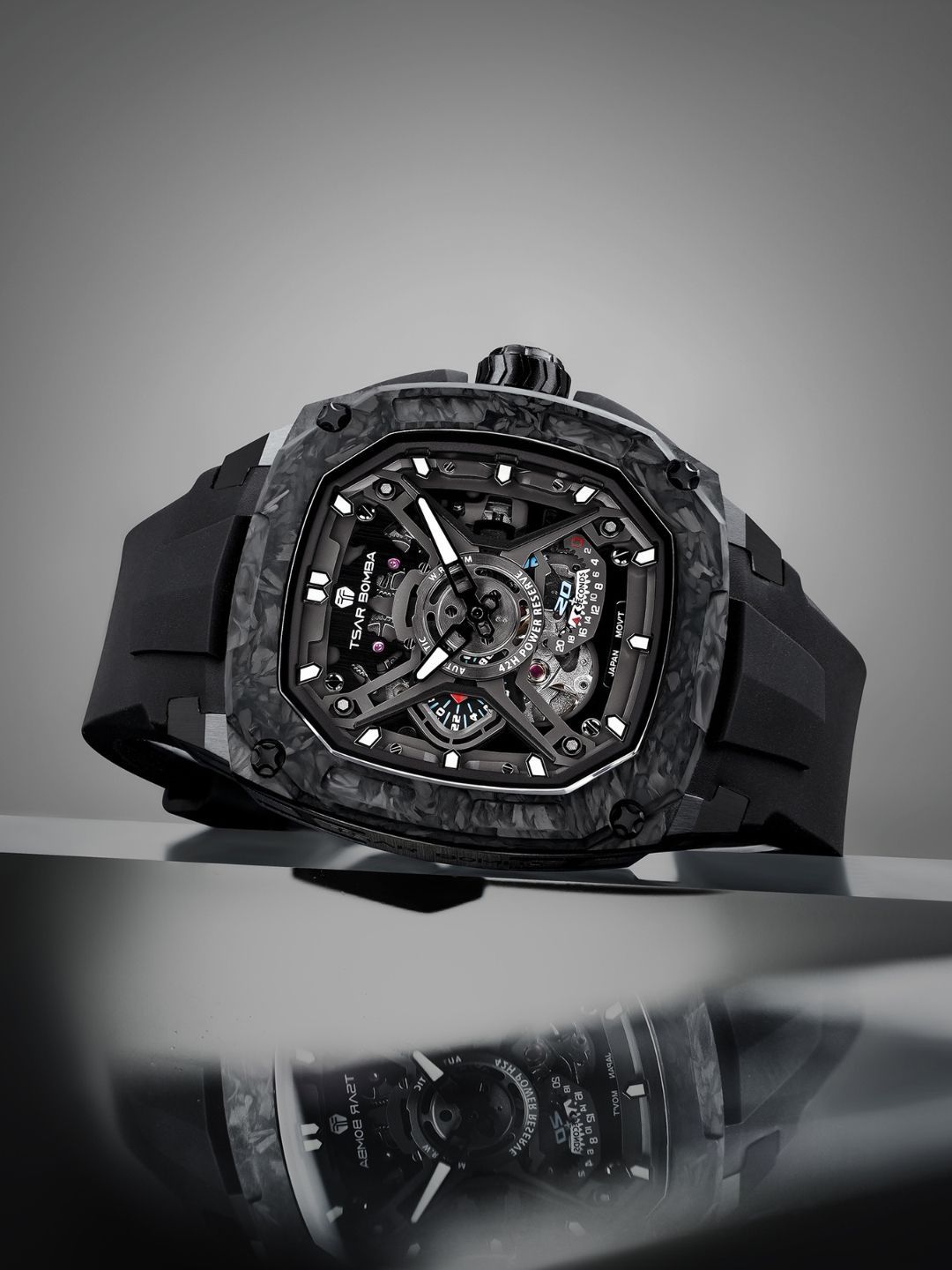 Tsar Bomba Men Skeleton Dial & Straps Analogue Multi Function Automatic Motion Powered Watch TB8605-04-image-31