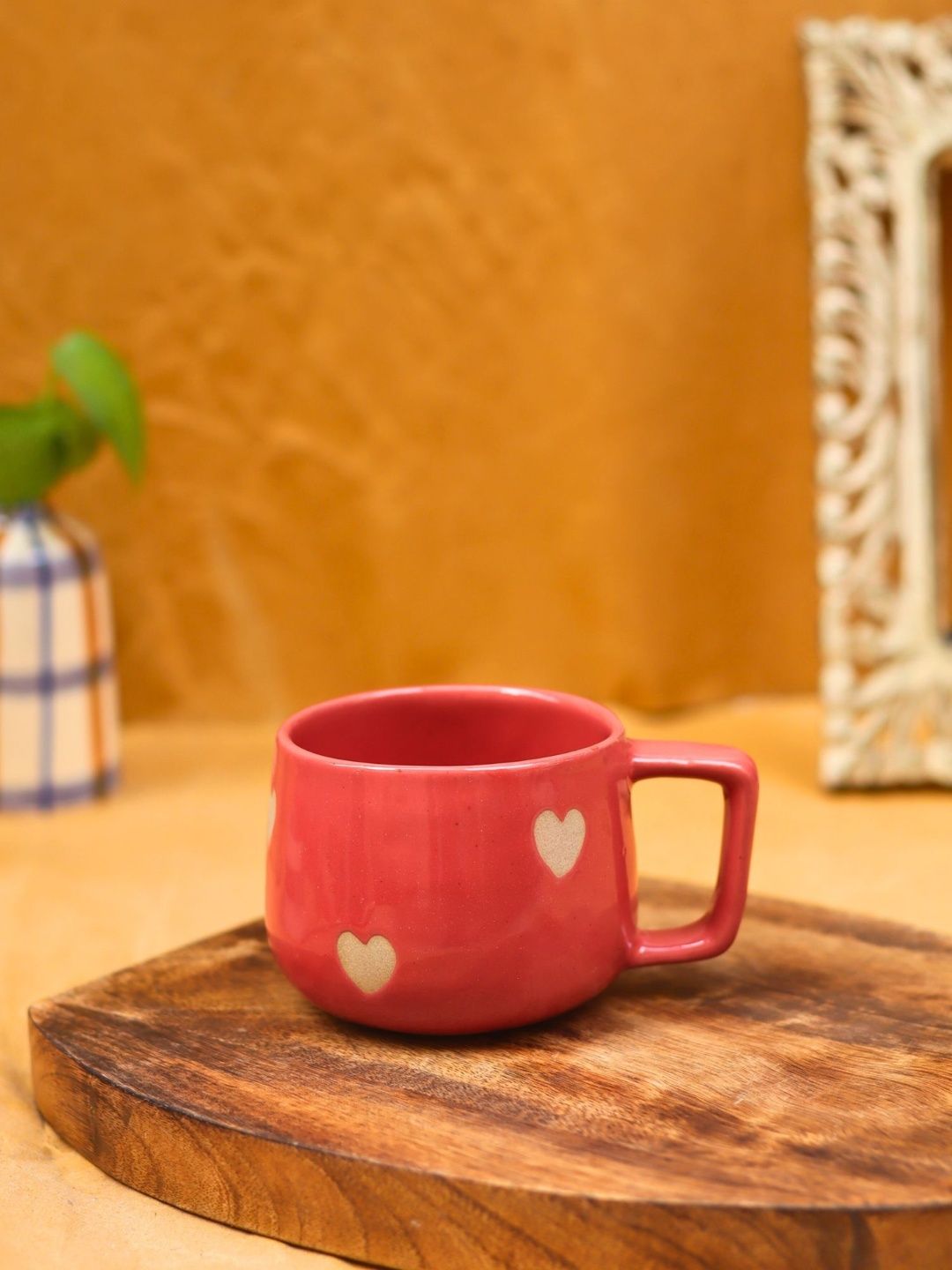WEAVING HOMES Red & White Solid Ceramic Glossy Mugs Set of Cups and Mugs-image-46