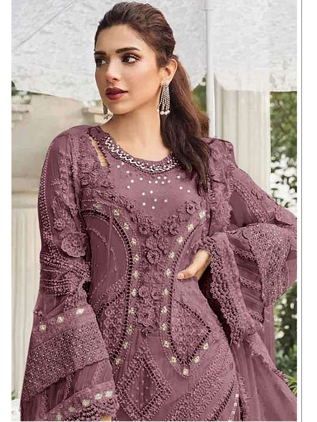 KRISHVA CREATION Embroidered Semi-Stitched Dress Material