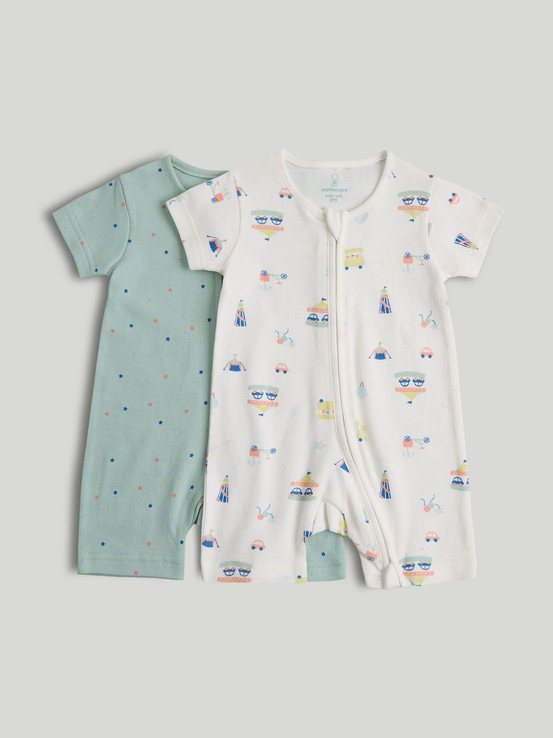 mothercare Infant Boys Pack Of 3 Printed Rompers-picture-31
