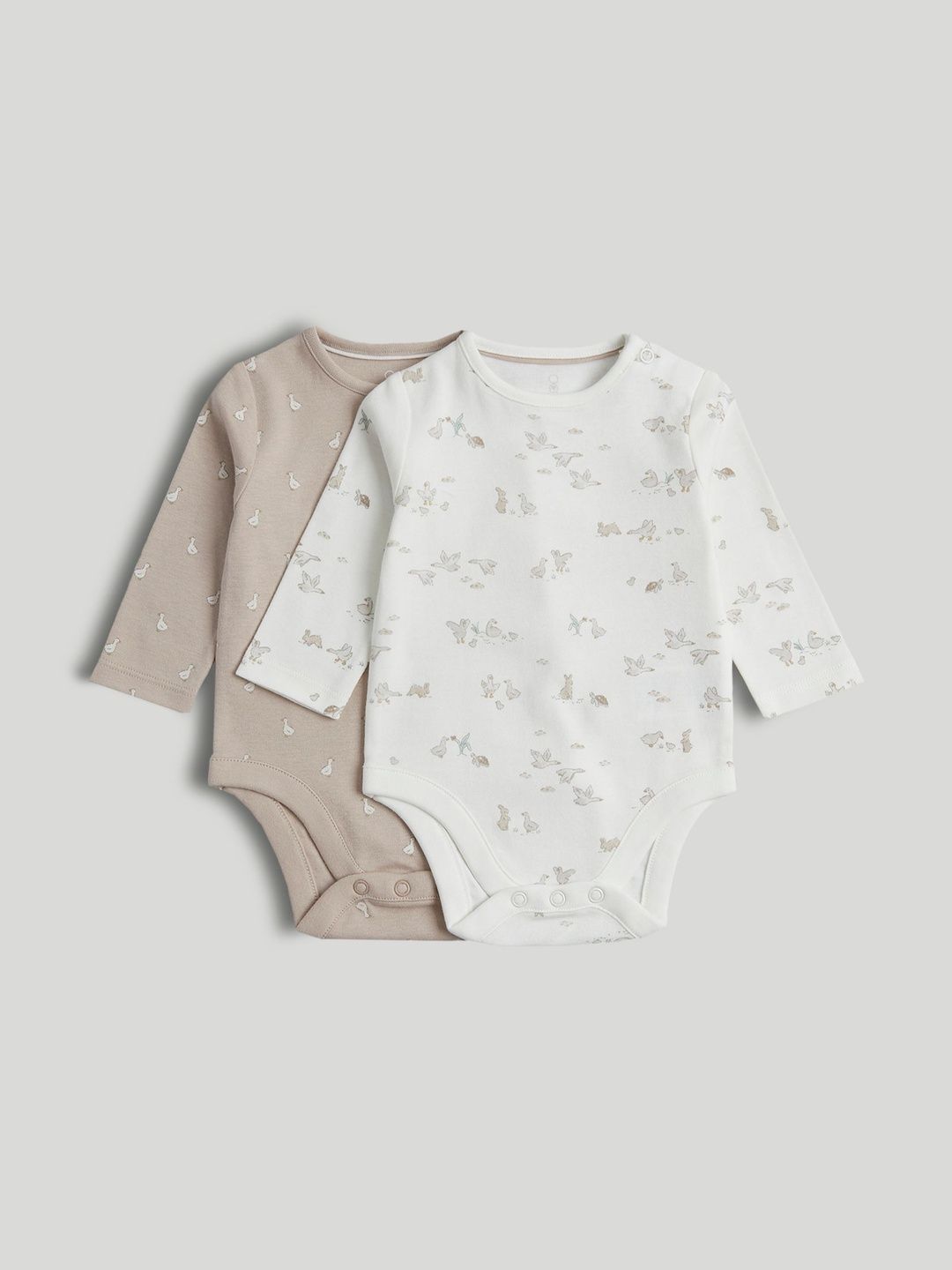 mothercare Kids Pack of 2 Printed Cotton Round Neck Bodysuit-picture-24